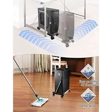 Seloom Adjustable Mobile Computer Tower Stand with Wheels