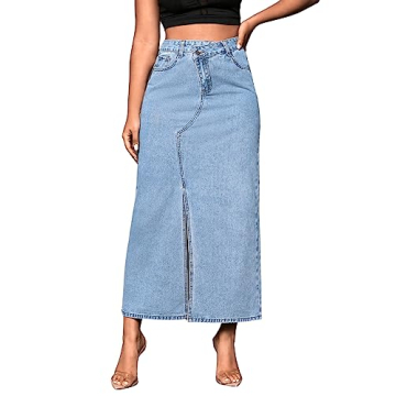 SweatyRocks Women's Casual High Waist Denim Skirt - Chic and Comfortable