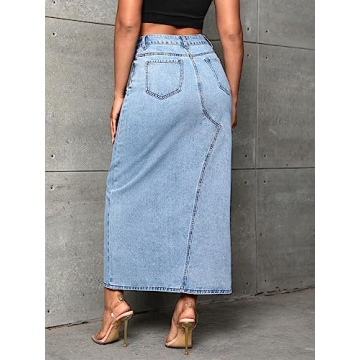 Stylish High Waist Denim Midi Skirt for Everyday Wear