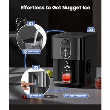 Cowsar Countertop Nugget Ice Maker Self-Cleaning 44lbs