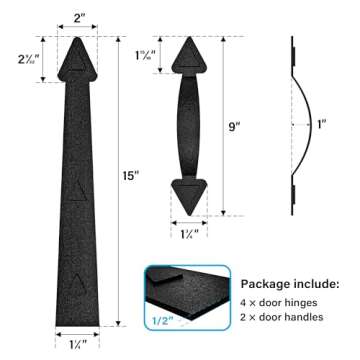 WINSOON Magnetic Garage Door Decorative Hardware Set of 6, Curb Appeal Faux Hinges and Handles Accen...
