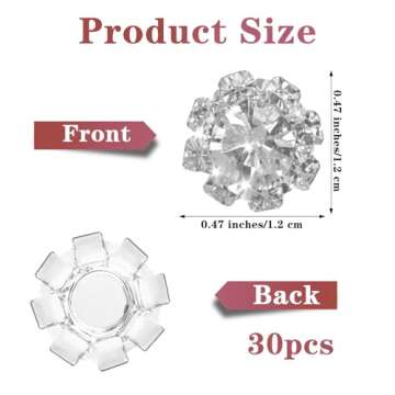 30 PCS 12mm Rhinestone Buttons Crystal Buttons Silver Button Covers for Women Blouses Jeweled Button...