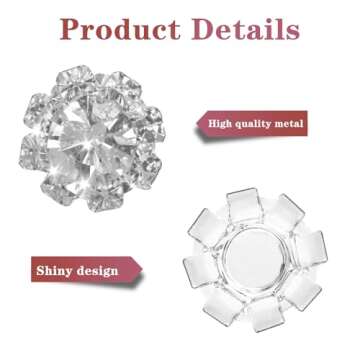 30 PCS 12mm Rhinestone Buttons Crystal Buttons Silver Button Covers for Women Blouses Jeweled Button Covers Embellishments Flower Wedding Bridal Accessory for Crafting Wedding Clothing DIY (Silver)