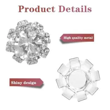 30 PCS 12mm Rhinestone Buttons Crystal Buttons Silver Button Covers for Women Blouses Jeweled Button Covers Embellishments Flower Wedding Bridal Accessory for Crafting Wedding Clothing DIY (Silver)