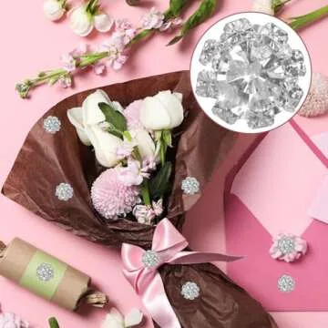 30 PCS 12mm Rhinestone Buttons Crystal Buttons Silver Button Covers for Women Blouses Jeweled Button Covers Embellishments Flower Wedding Bridal Accessory for Crafting Wedding Clothing DIY (Silver)