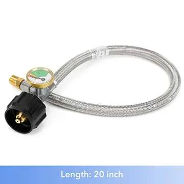 Stanbroil Vertical Two Stage Propane Regulator - 20 inch RV Propane Pigtail with Gauge for Outdoor C...