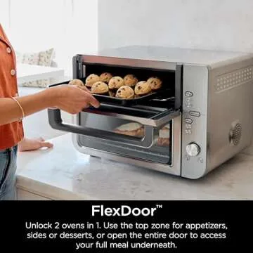 Ninja Double Stack XL Countertop Oven & Air Fryer, 12-in-1, Flexdoor, FlavorSeal, SMART FINISH with DualZone Technology, Countertop Oven, Air Fryer, Bake, Broil, Reheat, Pizza, Stainless Steel, DCT601 (Renewed)