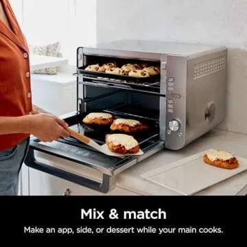 Ninja Double Stack XL Countertop Oven & Air Fryer, 12-in-1, Flexdoor, FlavorSeal, SMART FINISH with DualZone Technology, Countertop Oven, Air Fryer, Bake, Broil, Reheat, Pizza, Stainless Steel, DCT601 (Renewed)