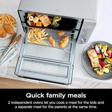 Ninja Double Stack XL Countertop Oven & Air Fryer, 12-in-1, Flexdoor, FlavorSeal, SMART FINISH with DualZone Technology, Countertop Oven, Air Fryer, Bake, Broil, Reheat, Pizza, Stainless Steel, DCT601 (Renewed)