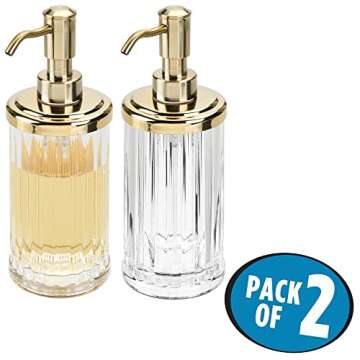 mDesign Fluted Plastic Refillable Liquid Soap Dispenser Pump Bottle for Bathroom Vanity Countertop, ...