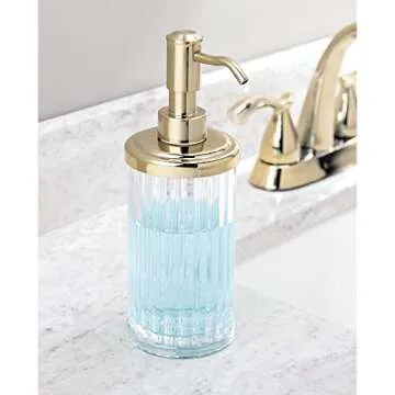 Elegant mDesign Fluted Plastic Soap Dispenser Set