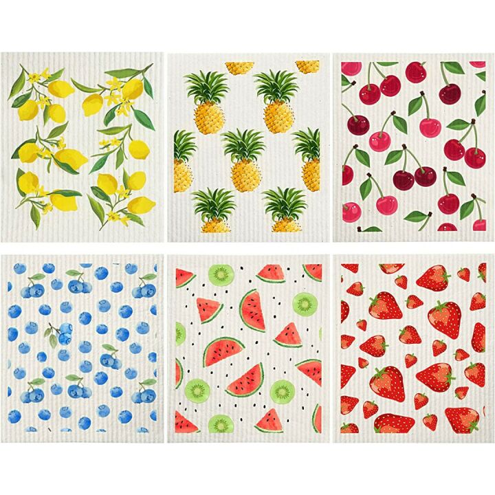 Mixed Fruit Reusable Dish Towels - 12 Pack