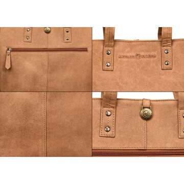ANTONIO VALERIA Ava Cognac Premium Leather Tote/Top Handle Shoulder Bag for Women