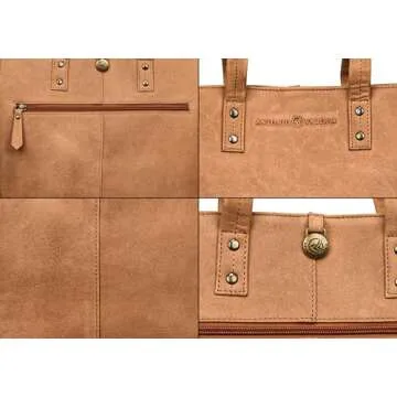 ANTONIO VALERIA Ava Cognac Premium Leather Tote/Top Handle Shoulder Bag for Women