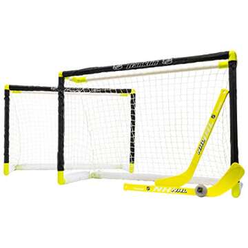 Franklin Sports Knee Hockey Goal Set - Mini Hockey Goals - 2 Goals - Pro Style Top Shelf - Kids Hockey Set - NHL, White