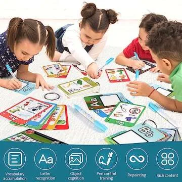 Water Coloring Books for Toddlers, Aqua Painting Book for 18+ Months, Magic Paint Set for 2 3 4 5 Years Old, Alphabet Flash Cards ABC Learning, Road Trip/Airplane Travel/Car Activities Essentials Kids