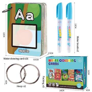 Water Coloring Books for Toddlers, Aqua Painting Book for 18+ Months, Magic Paint Set for 2 3 4 5 Years Old, Alphabet Flash Cards ABC Learning, Road Trip/Airplane Travel/Car Activities Essentials Kids
