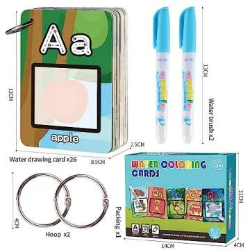 Water Coloring Books for Toddlers, Aqua Painting Book for 18+ Months, Magic Paint Set for 2 3 4 5 Years Old, Alphabet Flash Cards ABC Learning, Road Trip/Airplane Travel/Car Activities Essentials Kids