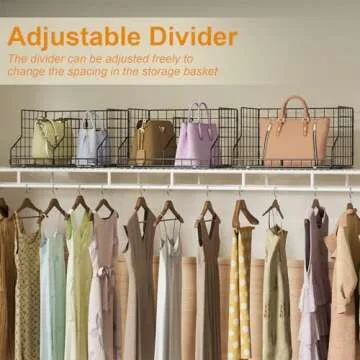 Sonyabecca Purse Storage Organizer for Closet:Adjustable 2-Pack Dividers Handbag Organizer,Stackable Wire Handbags Storage Baskets-For Open Closet Purse Organizer Handbag Chain Bag Clutch Bag-Black