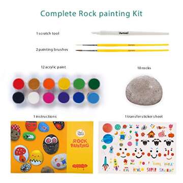 Jar Melo Rock Painting Kits for Kids, Hide & Seek Rock Kits, Arts & Crafts Kits for Kids Age 6-12, Best Gift Art Set, Waterproof Paints
