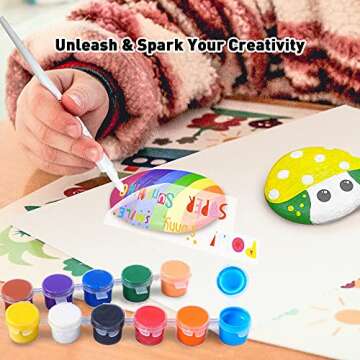Jar Melo Rock Painting Kits for Kids, Hide & Seek Rock Kits, Arts & Crafts Kits for Kids Age 6-12, Best Gift Art Set, Waterproof Paints