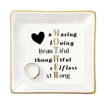 JoycuFF Birthday Gifts for Mom Ring Trinket Dish Tray Jewelry Ring Holder Mother's Day Thanksgiving ...