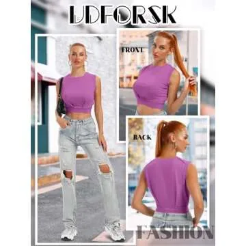 PITINAN Loose Fit Cropped Workout Tank Tops for Women