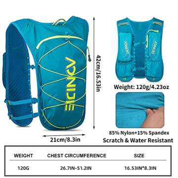 AONIJIE Waterproof and Breathable Running Hydration Vest with 1.5L Bladder, 4.23oz Lightweight Hydra...