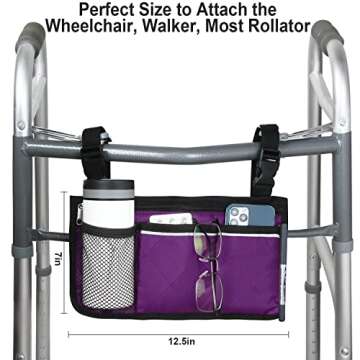 Wheelchair Side Bag - Stylish Armrest Organizer with Cup Holder for Comfort
