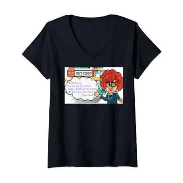 Womens Sassy Granny Myra Carol "Drive Thru" V-Neck T-Shirt - Witty, Stylish, and Comfortable