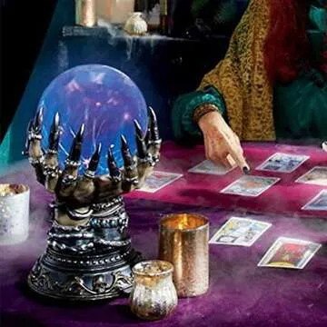 Halloween Glowing Crystal Ball, Deluxe Celestial Crystal Ball in The Witch Hand, Glass Plasma Ball Electrostatic Magical Flashing Ball Halloween Decoration Apply to Home Office