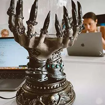 Halloween Glowing Crystal Ball, Deluxe Celestial Crystal Ball in The Witch Hand, Glass Plasma Ball Electrostatic Magical Flashing Ball Halloween Decoration Apply to Home Office