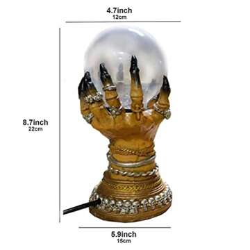 Halloween Glowing Crystal Ball, Deluxe Celestial Crystal Ball in The Witch Hand, Glass Plasma Ball Electrostatic Magical Flashing Ball Halloween Decoration Apply to Home Office