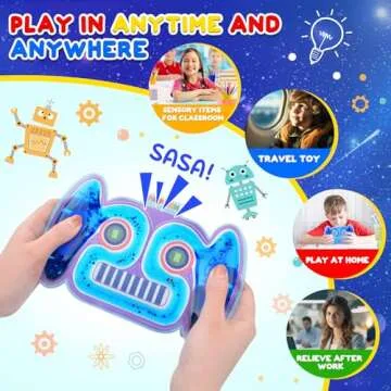 Sensory Fidget Toys for Boys Age 4 5 6 7 8-12 Year Old, Autism Calming Down Car Travel Toys, Autistic Squishy Tube Stress Relief Robot Toy Airplane Travel Games for Kids,Toddler Easter Basket Stuffers