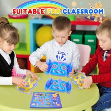 Sensory Fidget Toys for Boys Age 4 5 6 7 8-12 Year Old, Autism Calming Down Car Travel Toys, Autistic Squishy Tube Stress Relief Robot Toy Airplane Travel Games for Kids,Toddler Easter Basket Stuffers