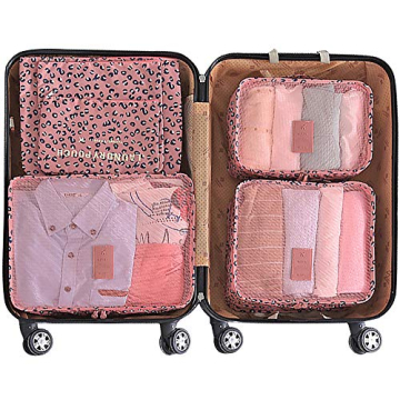 Mossio 7-Pack Pink Leopard Luggage Cubes Travel Organizers