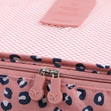Mossio 7-Pack Pink Leopard Luggage Cubes Travel Organizers
