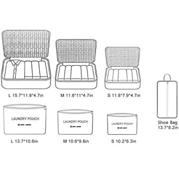 Mossio 7-Pack Pink Leopard Luggage Cubes Travel Organizers