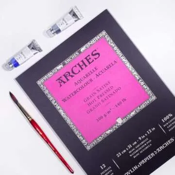 Arches Aquarelle Watercolor Pad, Hot Pressed, 140lb/300gsm, 12 Sheet, 9x12 inch, Arches Watercolor P...