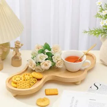 Uiifan Cloud Tray Wood Tray Perfume Tray Irregular Jewelry Tray Decorative Tray Wood Trays Home Decor Cloud Display Tray Valentine's Day Birthday Gift(Wood Color)