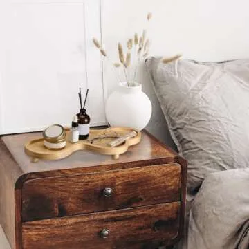 Uiifan Cloud Tray Wood Tray Perfume Tray Irregular Jewelry Tray Decorative Tray Wood Trays Home Decor Cloud Display Tray Valentine's Day Birthday Gift(Wood Color)