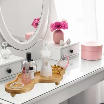 Uiifan Cloud Tray Wood Tray Perfume Tray Irregular Jewelry Tray Decorative Tray Wood Trays Home Decor Cloud Display Tray Valentine's Day Birthday Gift(Wood Color)