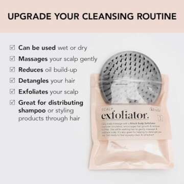 Kitsch Hair Growth Massager - Shampoo Brush & Scalp Exfoliator for Dandruff | All Hair Types (Gray)