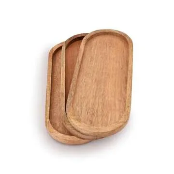 Samhita Mango Wood Tray Set of 3 - Perfect for Serving Snacks