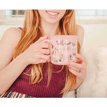 Disney Princess Icons Ceramic Camper Mug | BPA-Free Travel Coffee Cup For Espresso, Caffeine, Cocoa,...