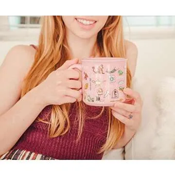 Disney Princess Icons Ceramic Camper Mug | BPA-Free Travel Coffee Cup For Espresso, Caffeine, Cocoa,...