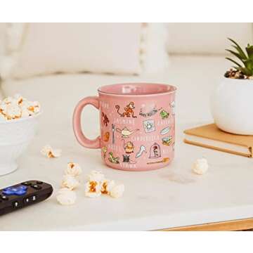 Disney Princess Icons Ceramic Camper Mug | BPA-Free Travel Coffee Cup For Espresso, Caffeine, Cocoa, Beverages | Home & Kitchen Essentials | Cute Gifts and Collectibles | Holds 20 Ounces