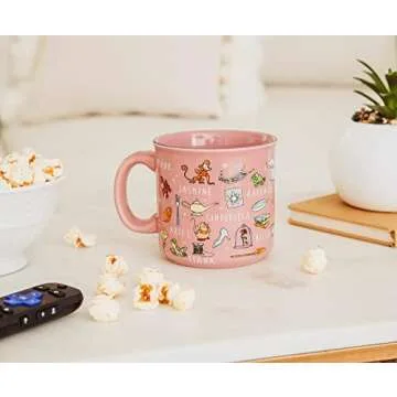Disney Princess Icons Ceramic Camper Mug | BPA-Free Travel Coffee Cup For Espresso, Caffeine, Cocoa, Beverages | Home & Kitchen Essentials | Cute Gifts and Collectibles | Holds 20 Ounces