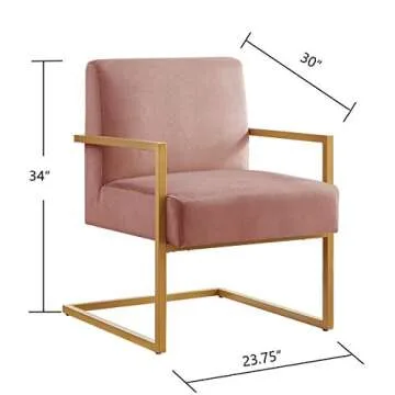 Chic Velvet Cushion Accent Chair - Modern Golden Frame Design - Blush
