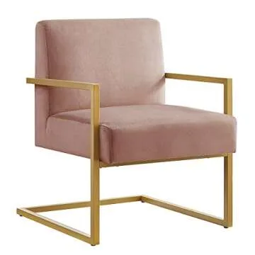 24KF Elegant Velvet Accent Chair with Golden Frame